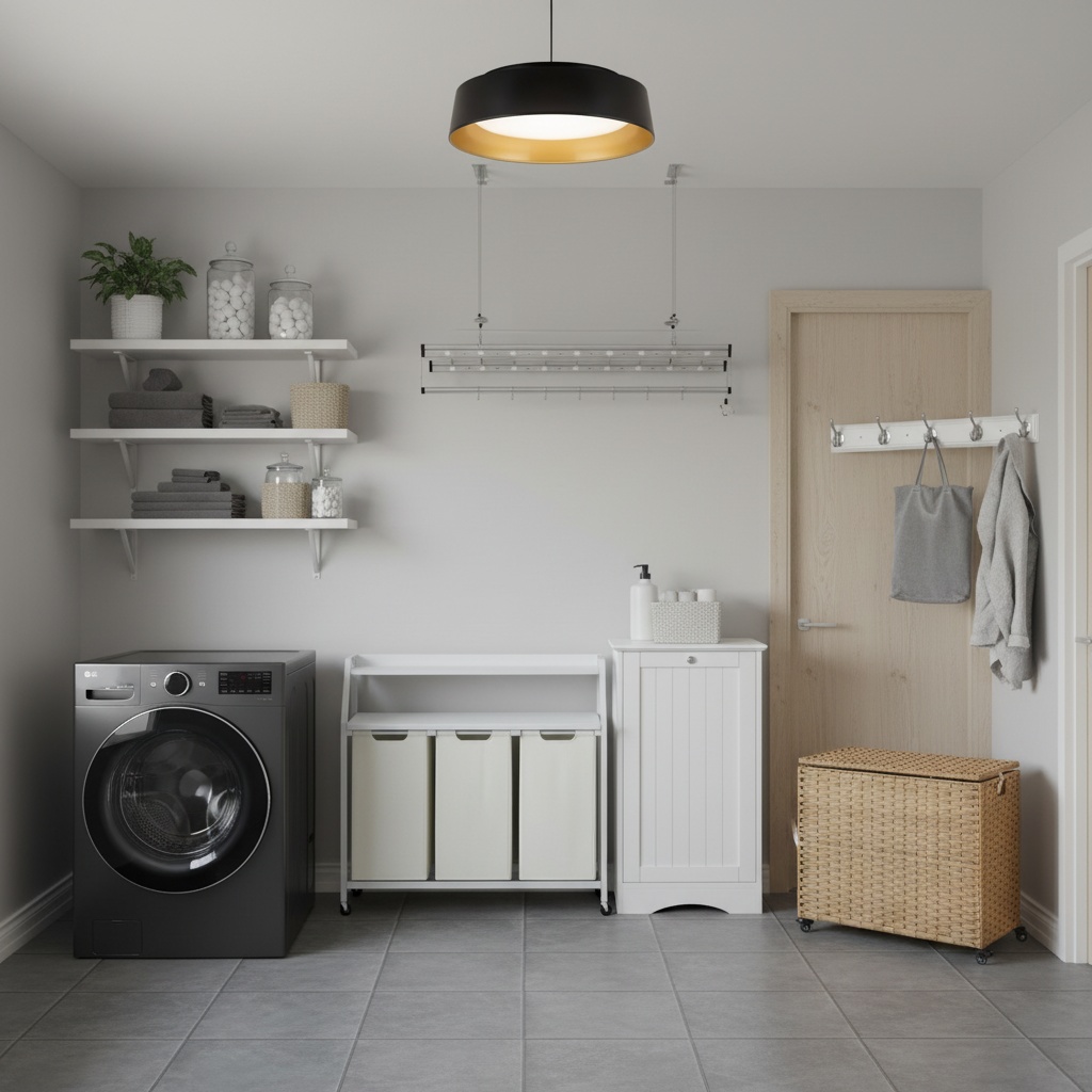 Minimalist Laundry Room Design: Monochrome Color Scheme Ideas - Home ...