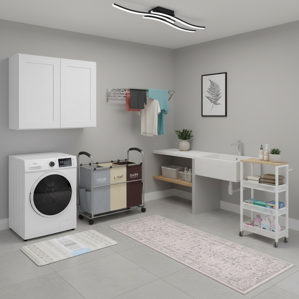 Industrial Laundry Room Design with Monochrome Style | Home Interior ...