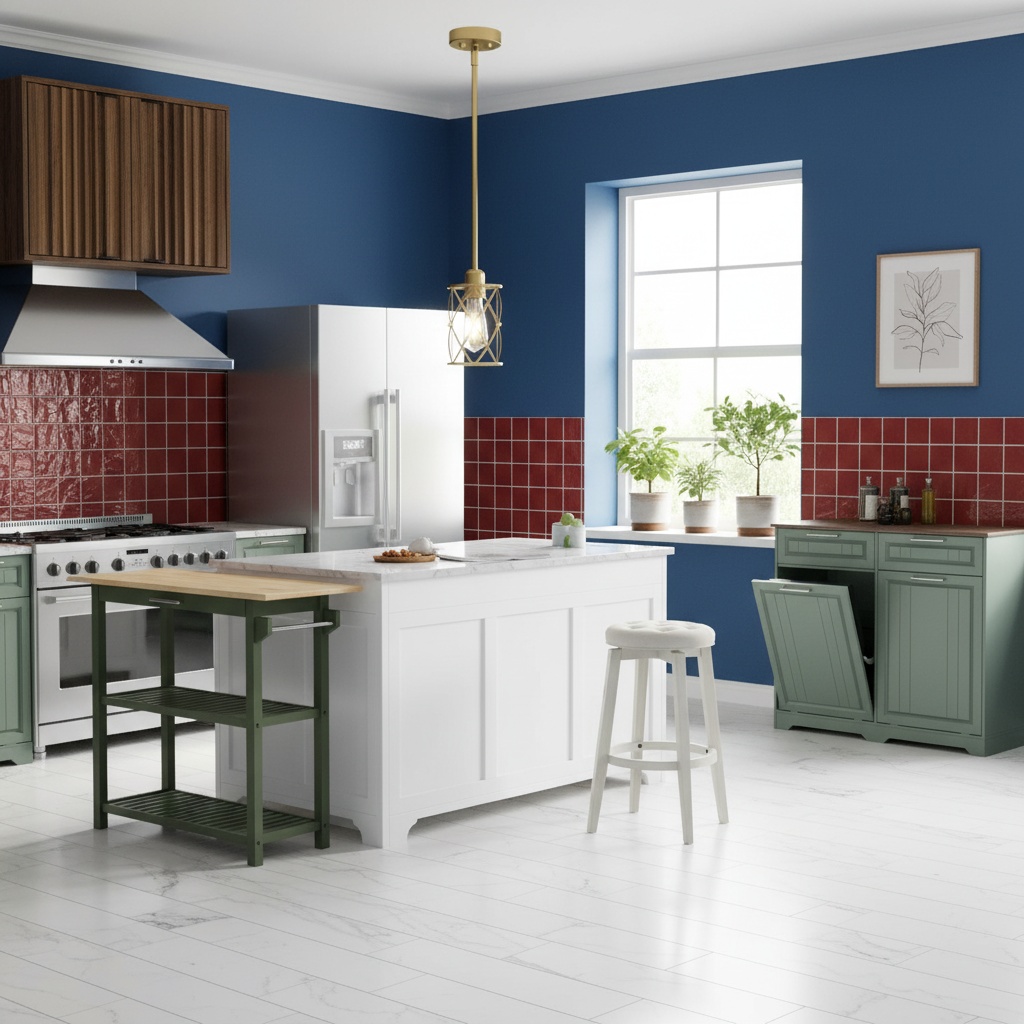Home Interior Design: Vintage Kitchen Bold Color Ideas - Artevia