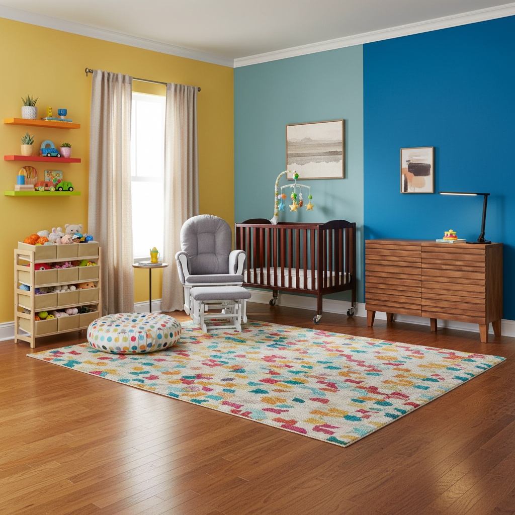Home Interior Design: Modern Nursery with Bold Colors - Artevia