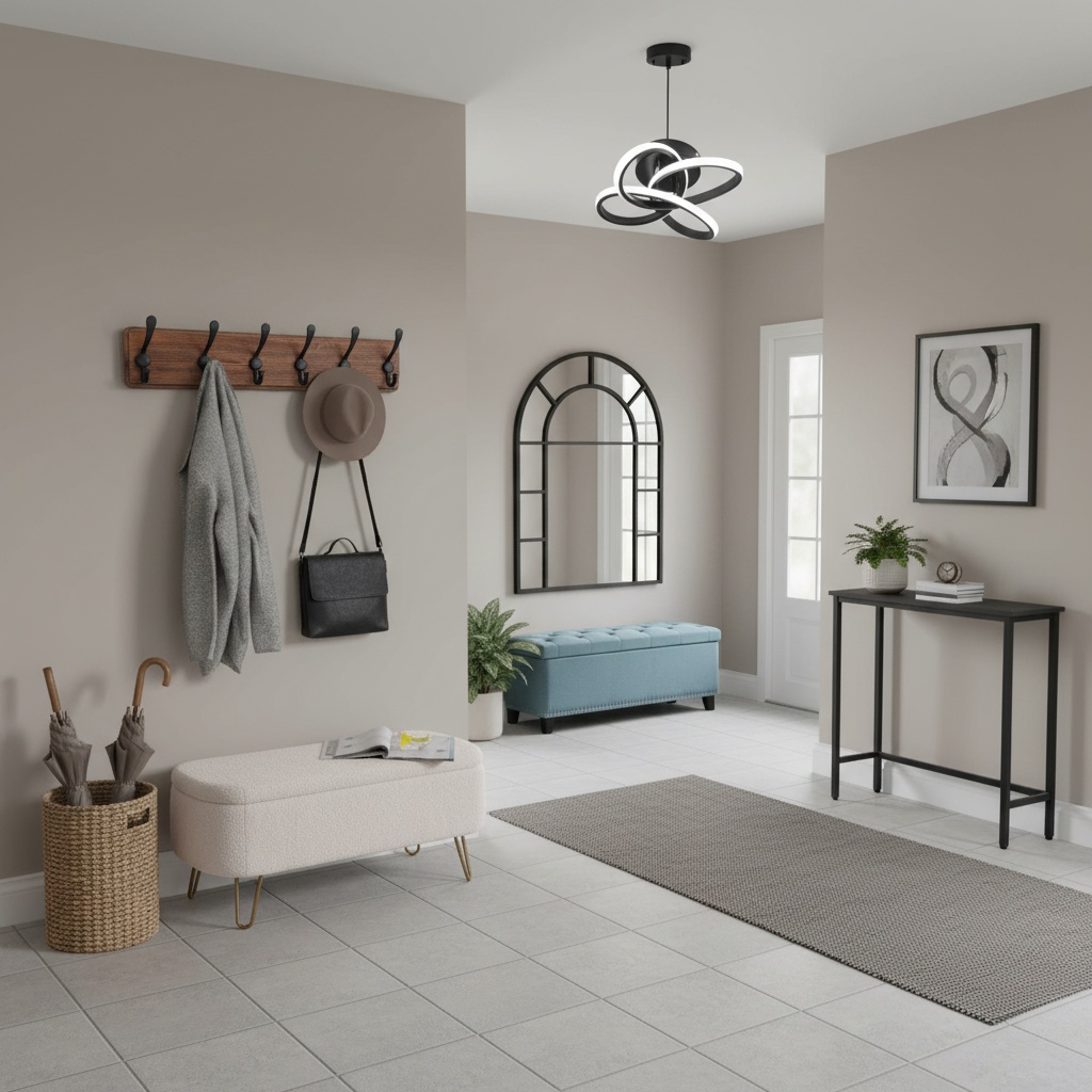 Home Interior Design: Scandinavian Entryway and Mudroom Monochrome ...