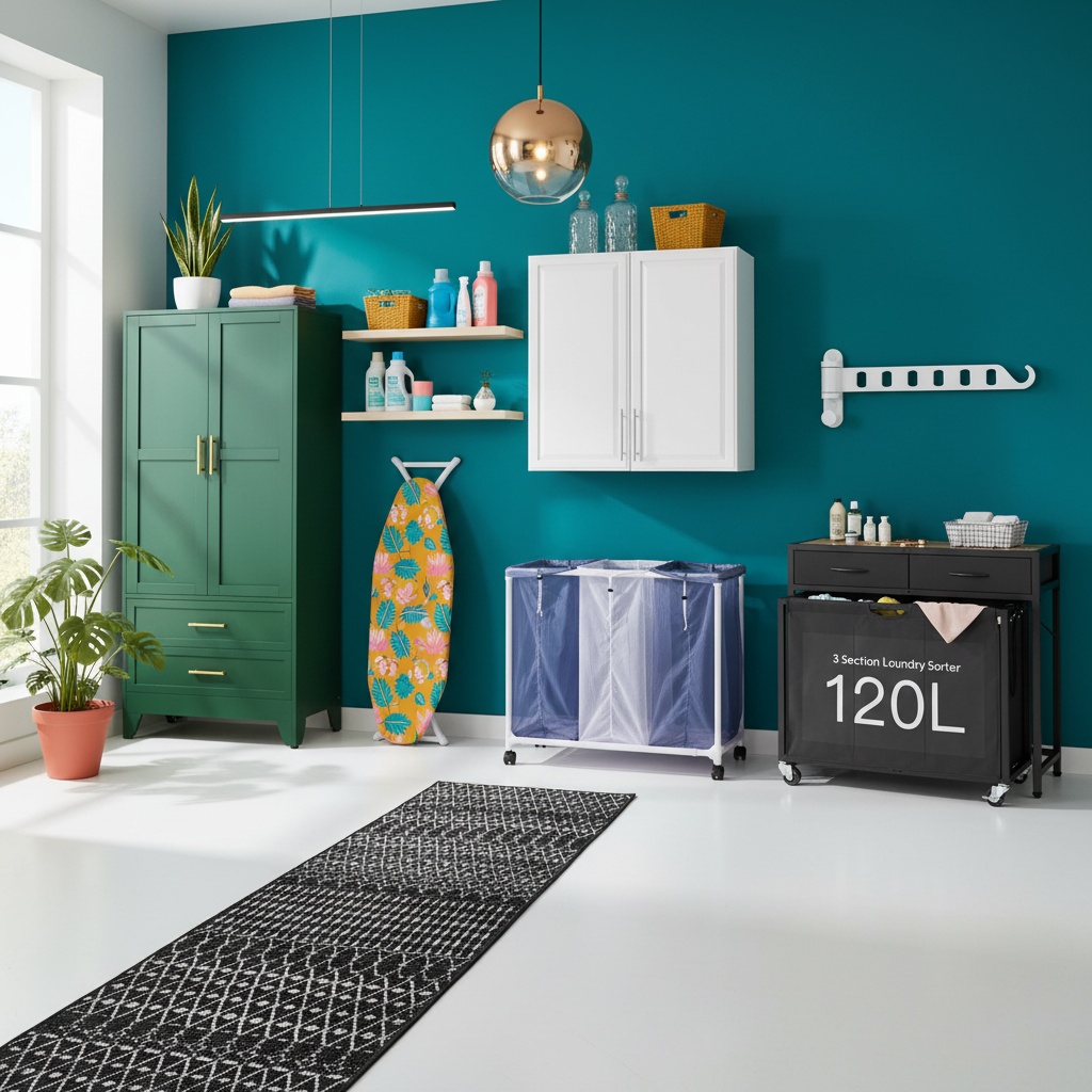 Home Interior Design: Vintage Laundry Room with Bold Colors - Artevia