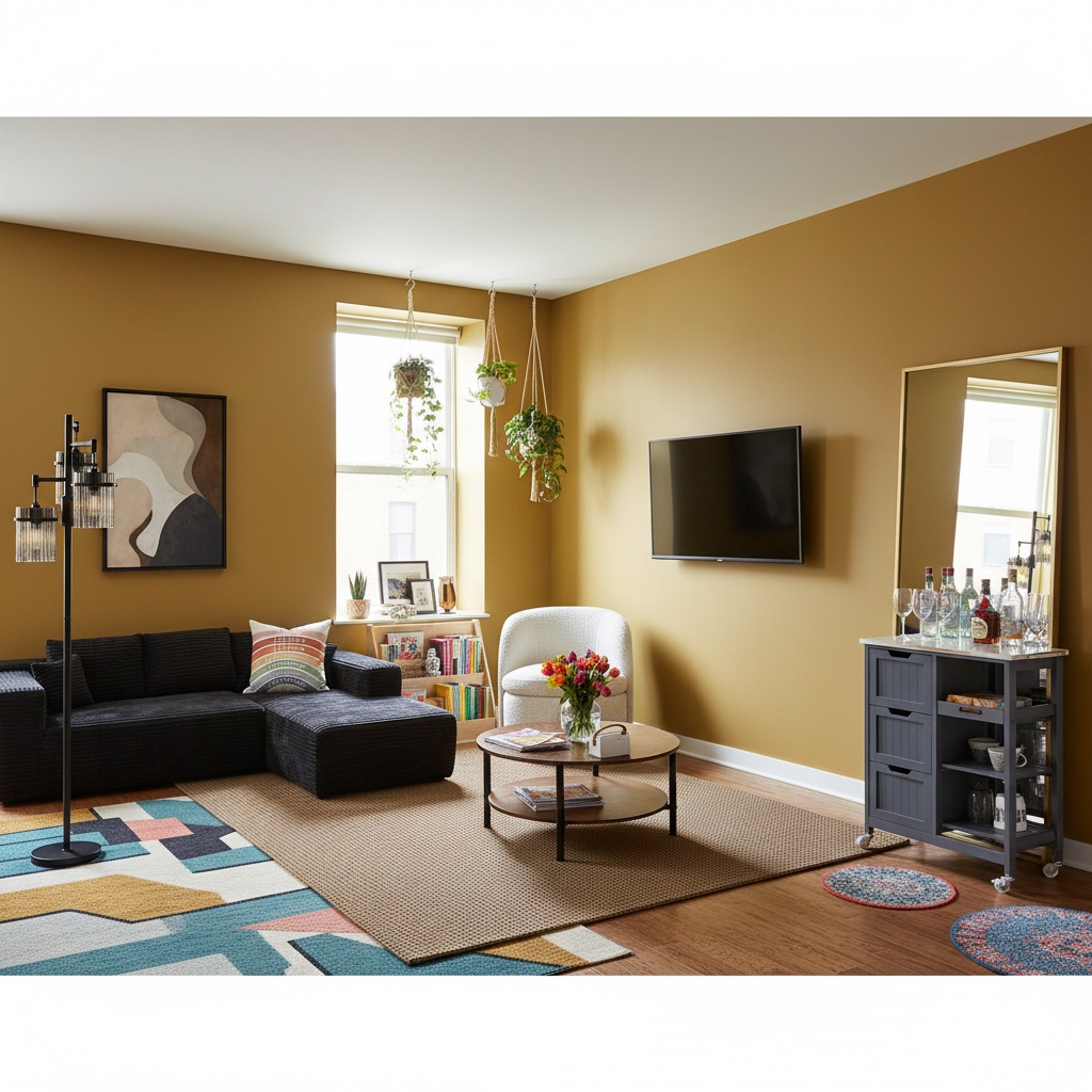 Home Interior Design: Bold Bohemian Studio Small Space Ideas - Artevia