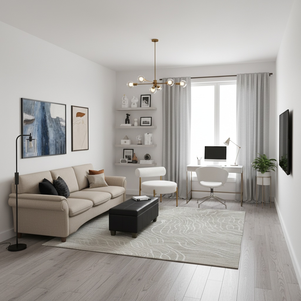 Scandinavian Studio Small Space Design: Monochrome Home Interior Ideas ...