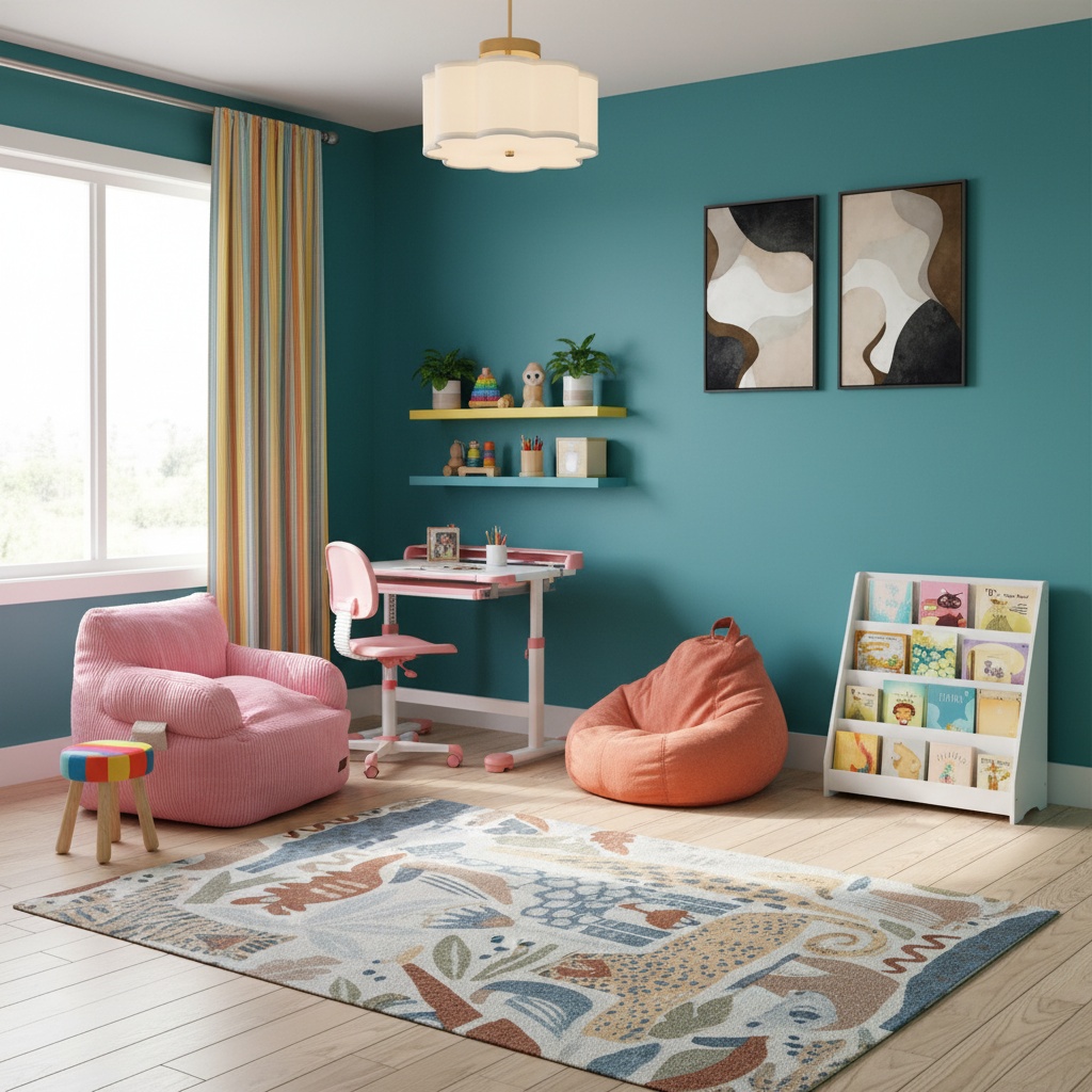 Scandinavian Kids Room with Bold Color Scheme | Home Interior Design ...